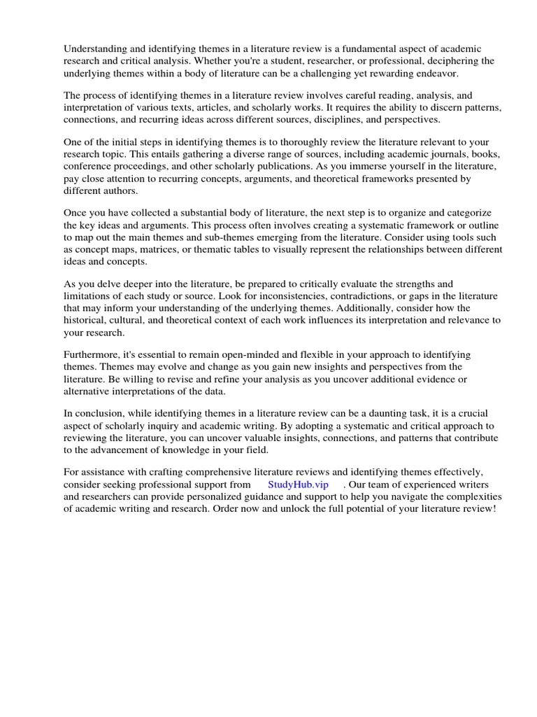 How to Identify Themes in Literature Review PDF Literature Review