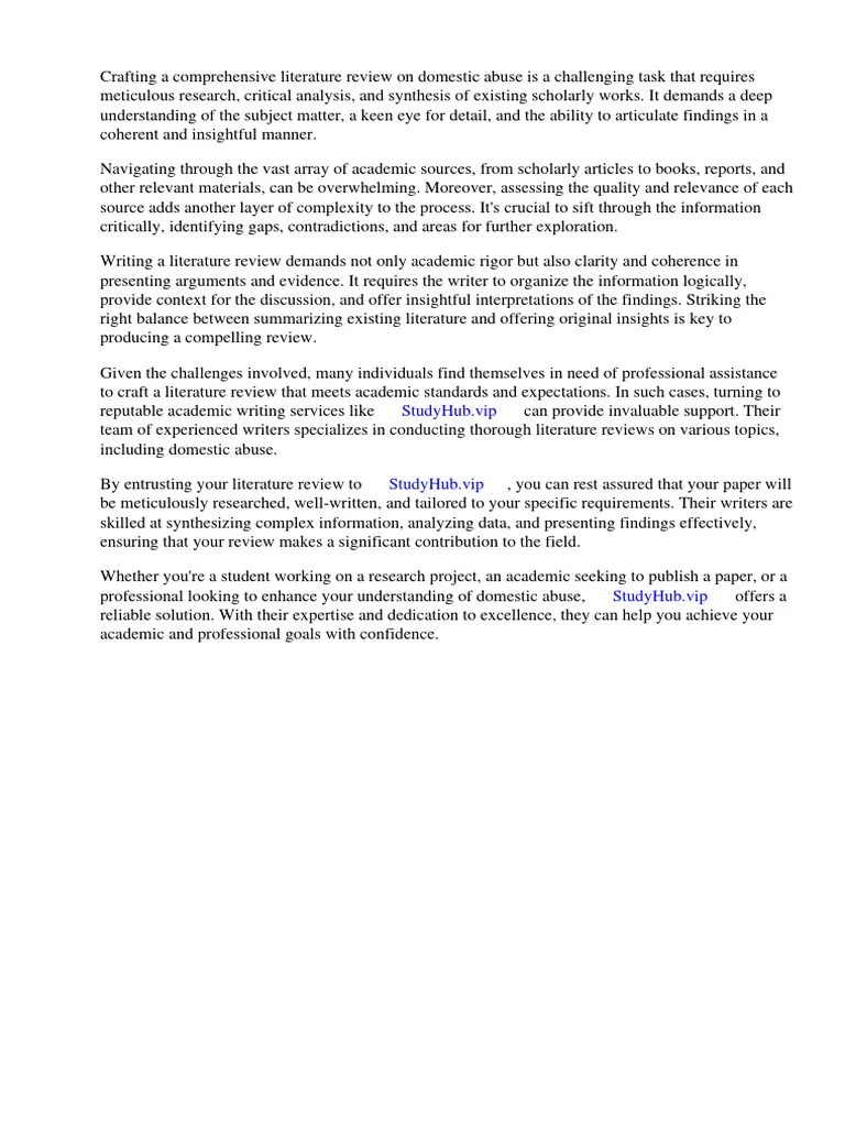 Literature Review Domestic Abuse PDF Violence Domestic Violence