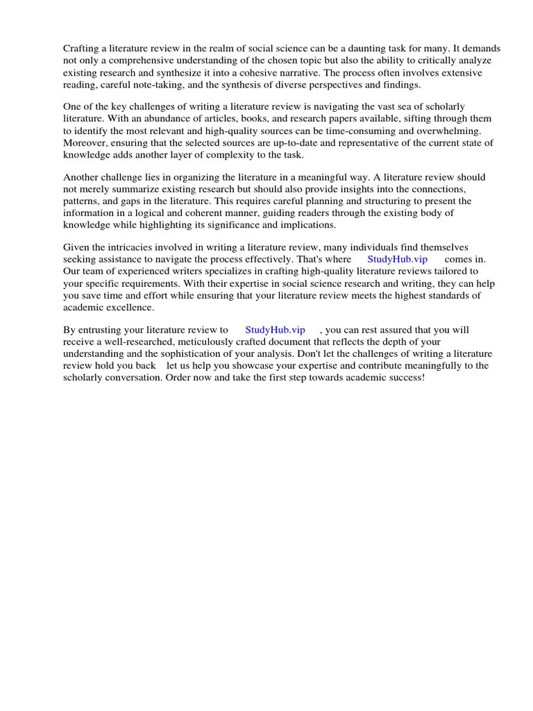 Sample Literature Review Social Science PDF