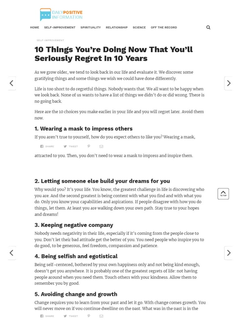 10 Things You're Doing Now That You'll Seriously Regret in 10 Years