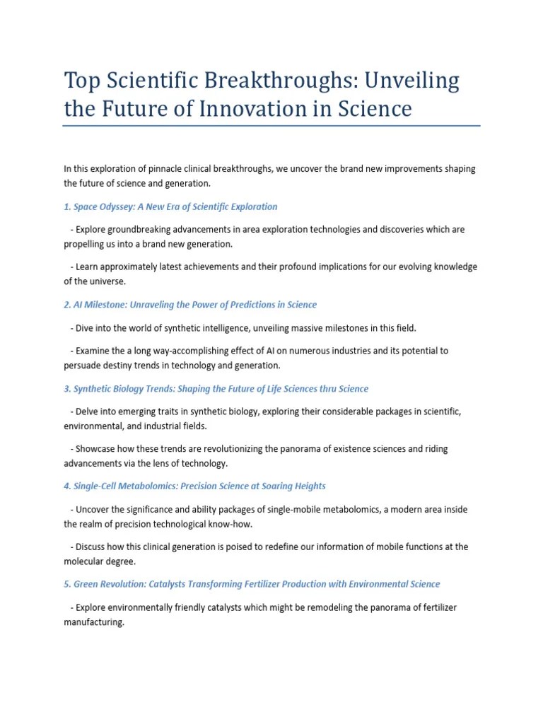 Top Scientific Breakthroughs Unveiled PDF Science Innovation