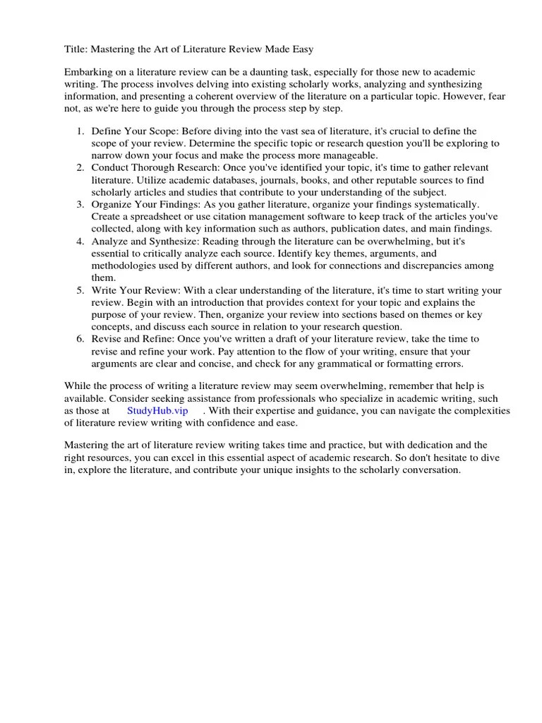 How To Do A Literature Review For Dummies PDF Systematic Review