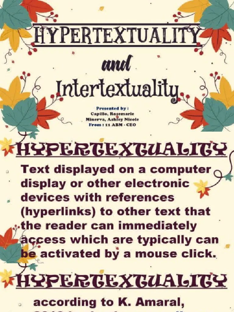 Hypertext Intertext Reading and Writing Skills Grade 11 2nd Sem PDF
