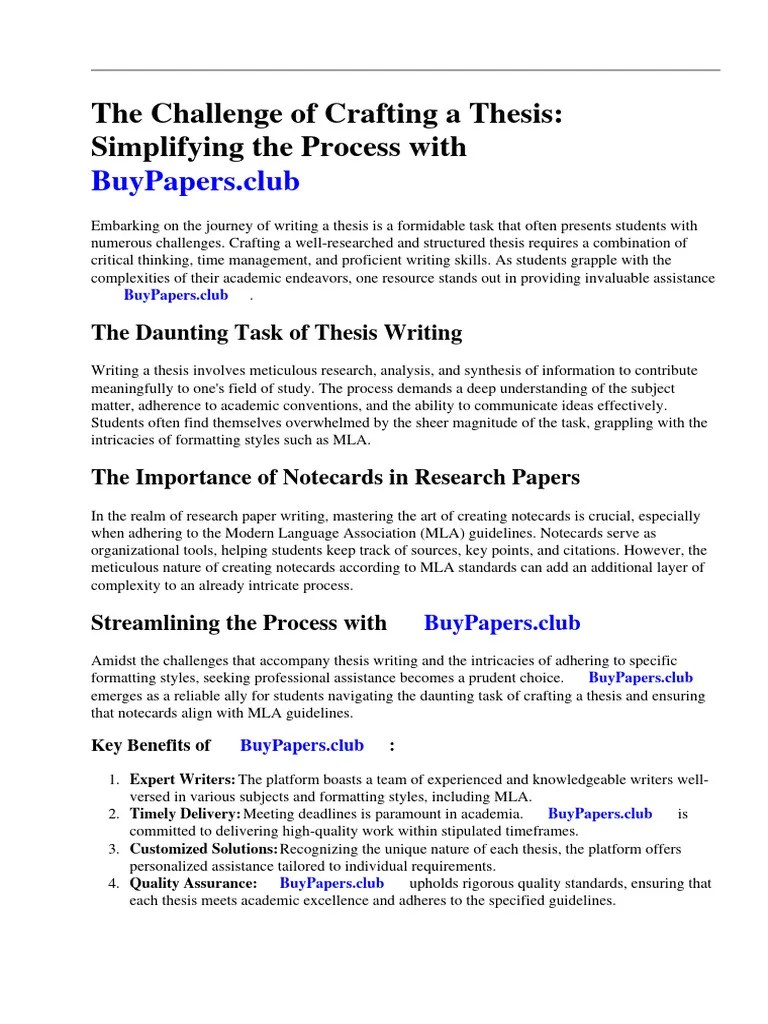 How To Make Notecards For Research Paper Mla PDF Citation