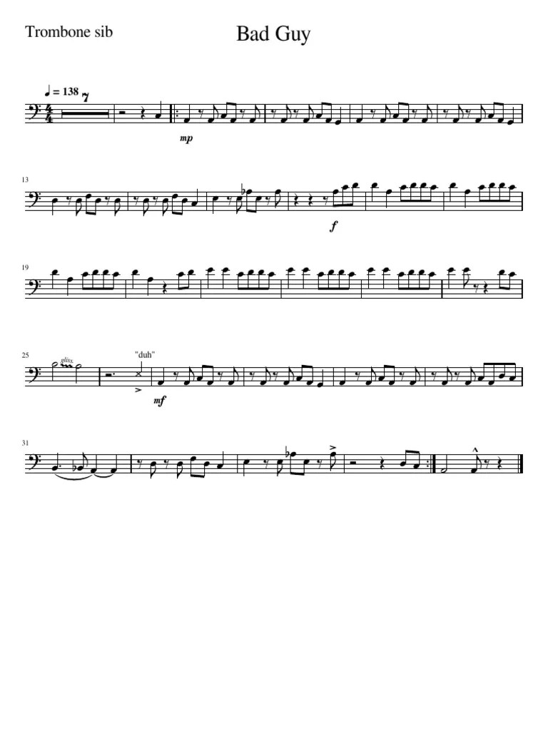 Bad Guy Tromb Sib BubbleBandTrombone PDF