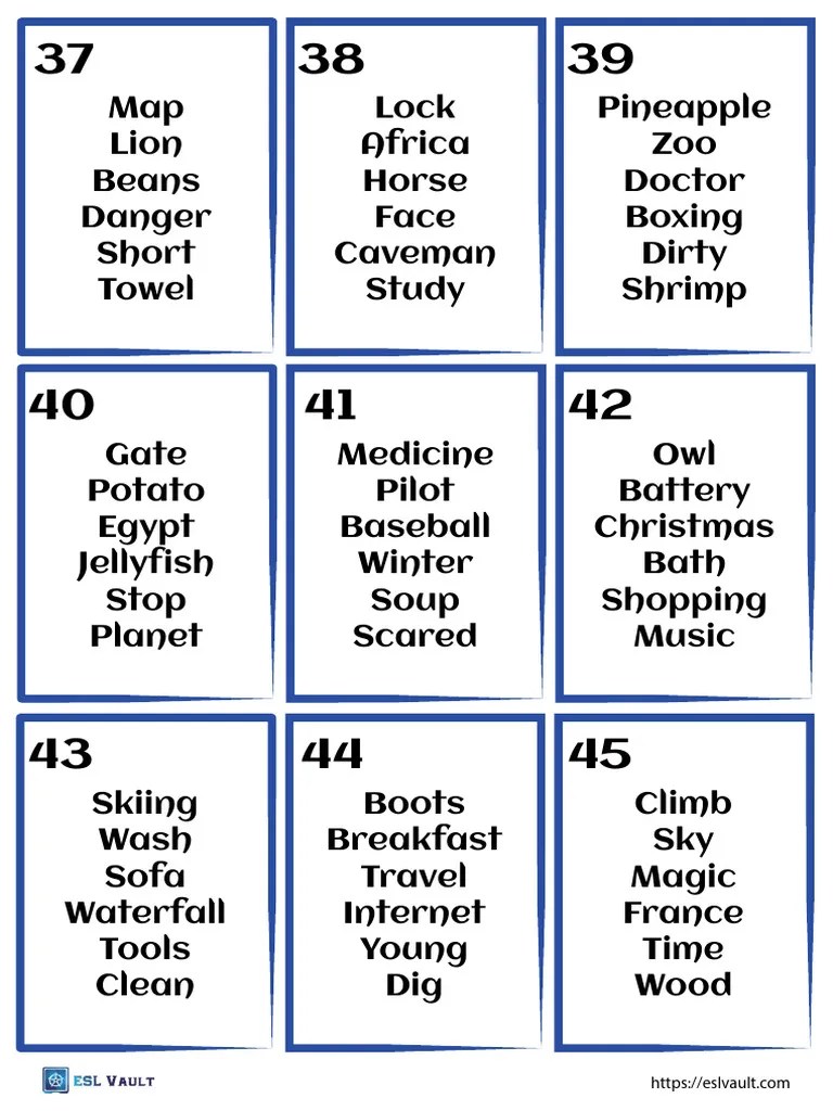 Free Printable Pictionary Cards PDF | PDF