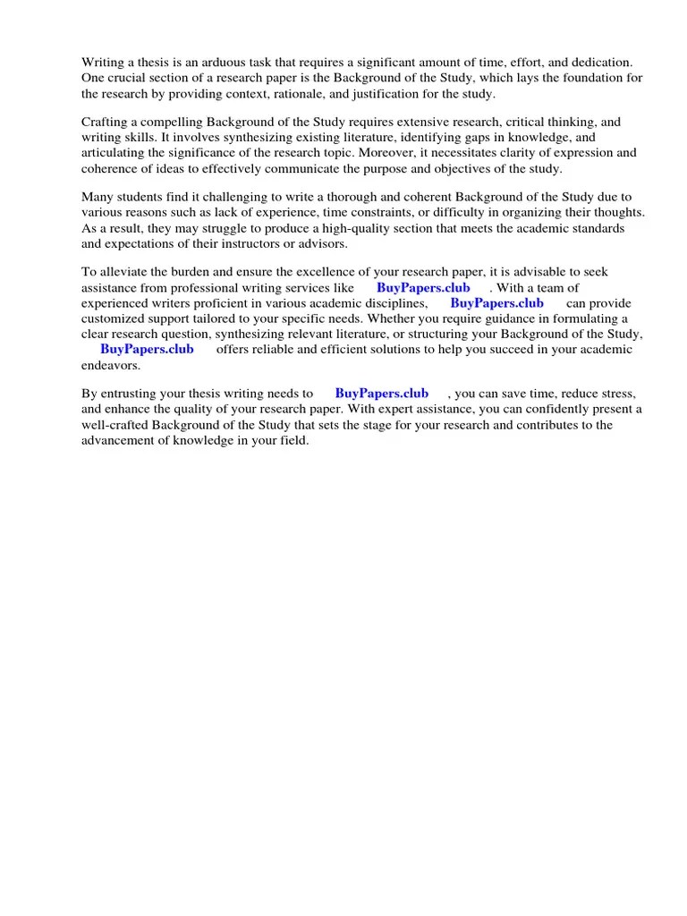 How To Write Background of The Study in Research Paper PDF