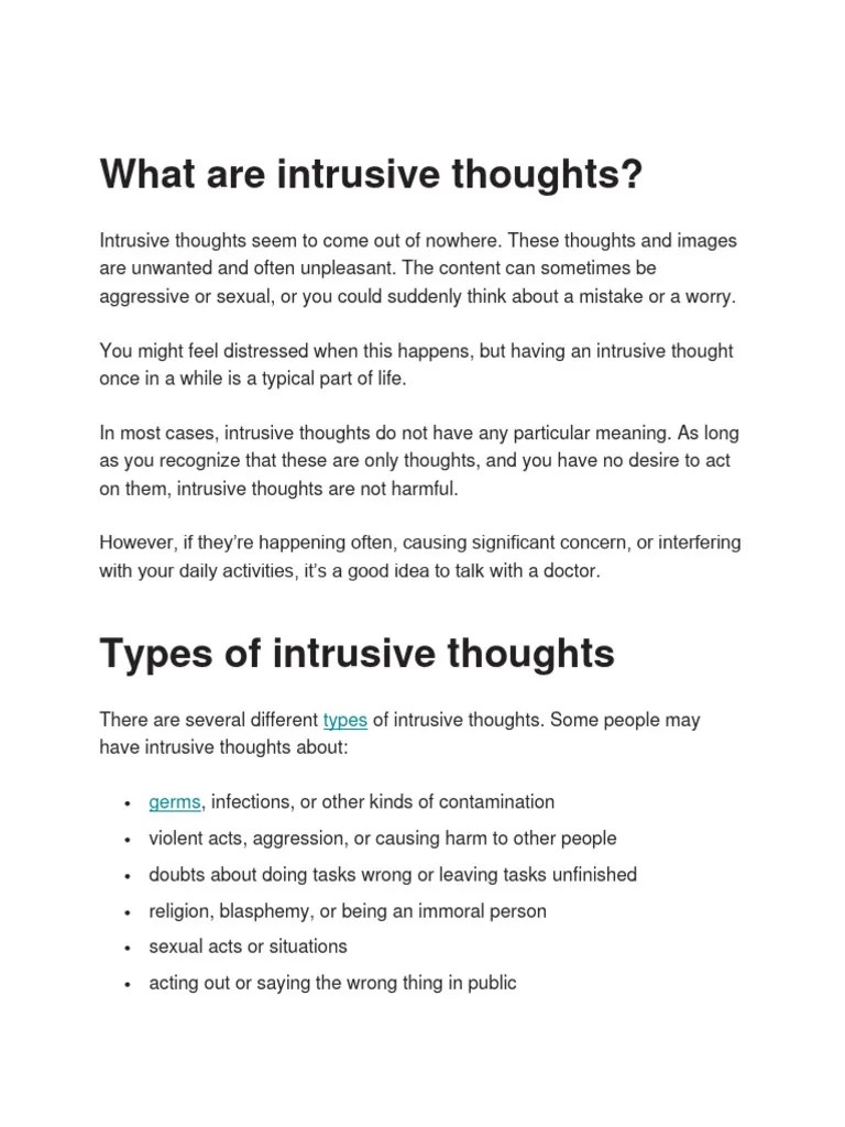 Understanding Intrusive Thoughts PDF Thought Cognitive Behavioral