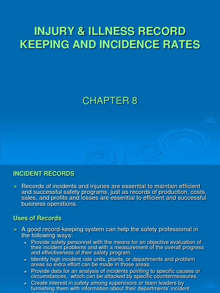 Chapter 8 Injury Record Keeping Occupational Safety And Health