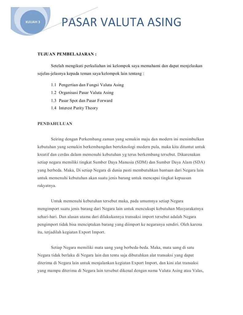 Tugas Pasar Valuta Asing | PDF