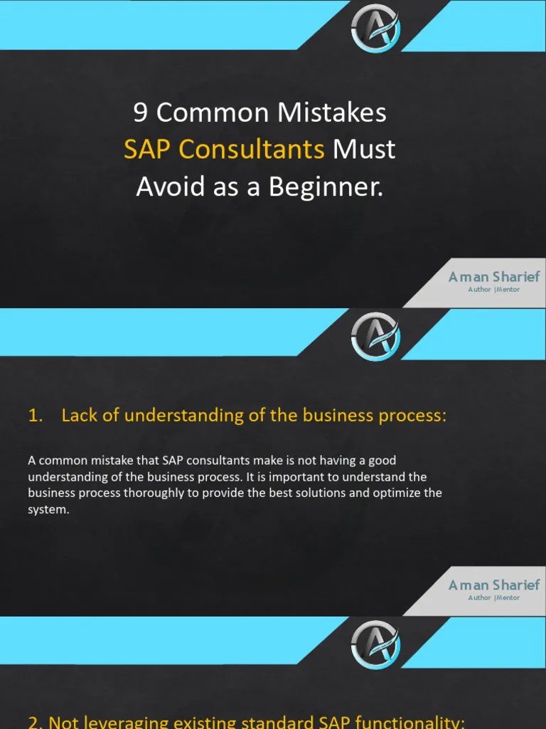 9 Common Mistakes SAP Consultant Must Avoid As A Beginner PDF