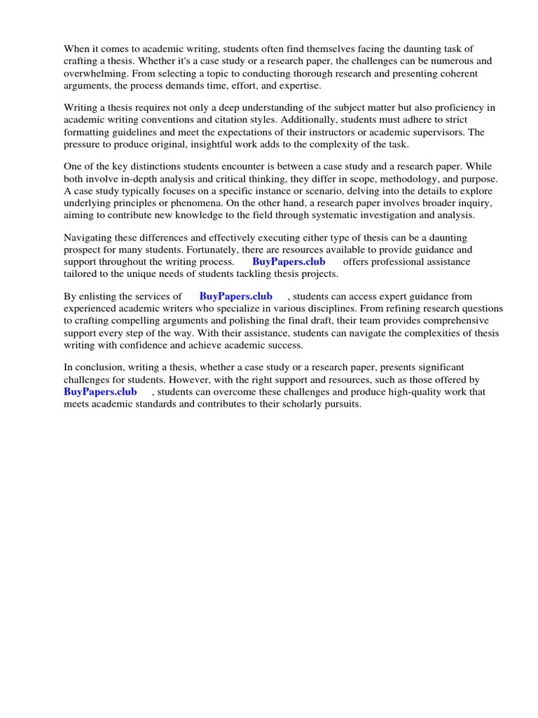 Case Study Versus Research Paper PDF Methodology Case Study