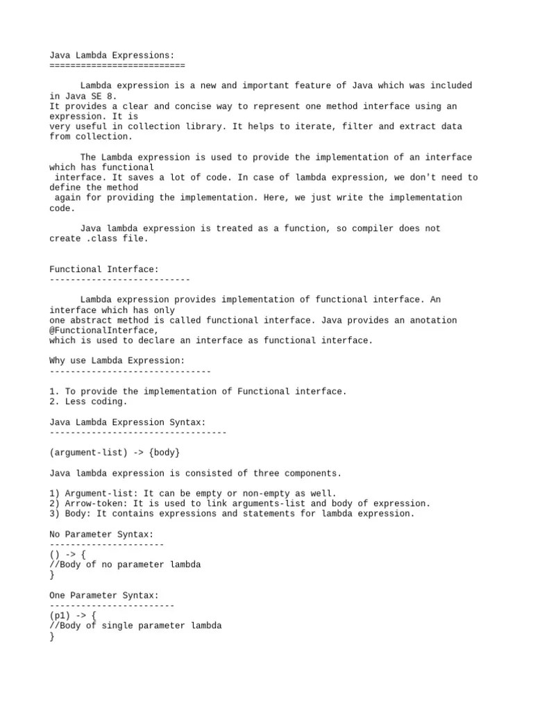 Lambda Expression PDF Anonymous Function Parameter