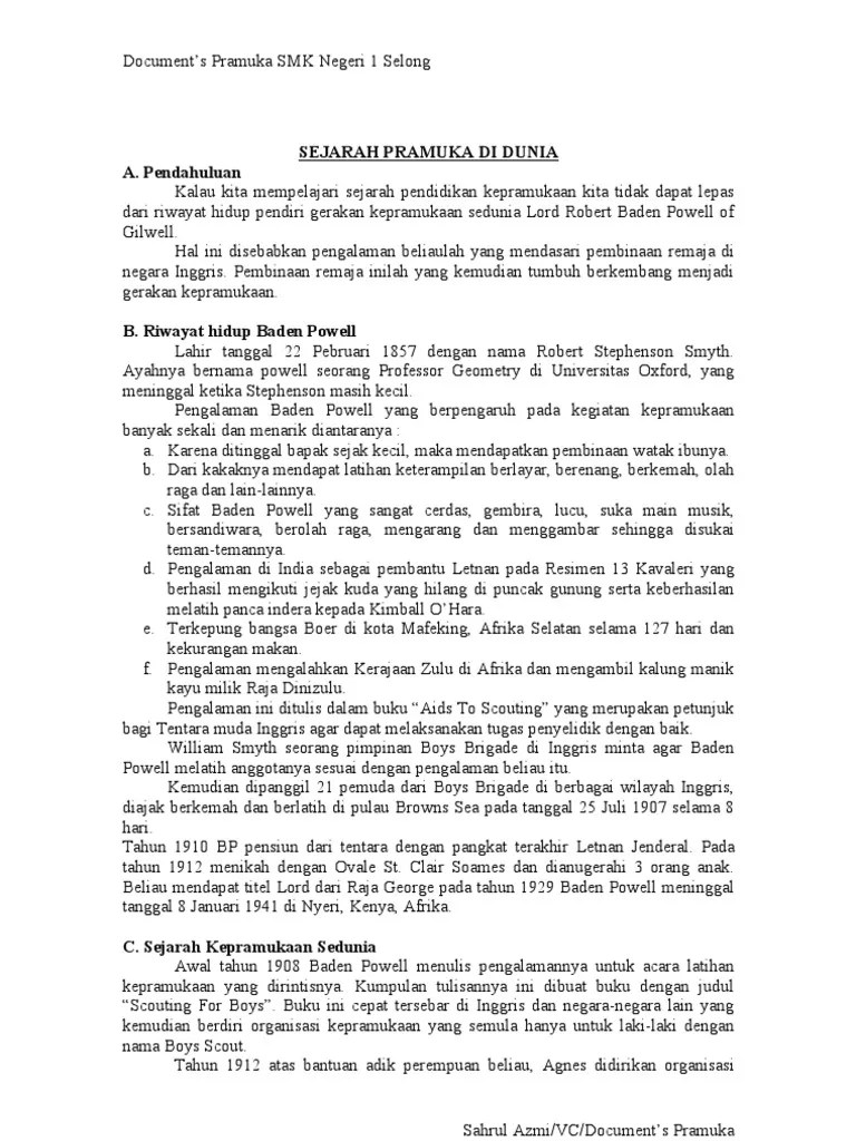 Materi Pramuka (Sejarah Pramuka Dunia Dan Indonesia) | PDF