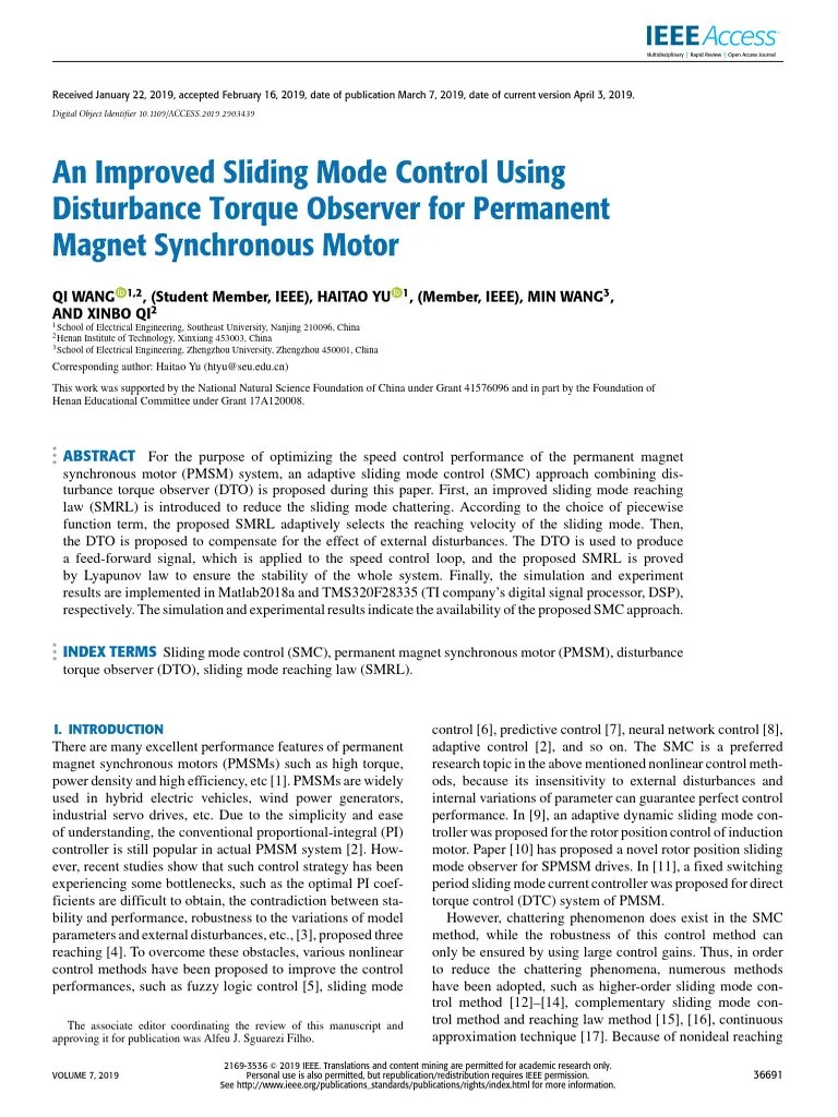 [23]An Improved Sliding Mode Control Using Disturbance Torque Observer