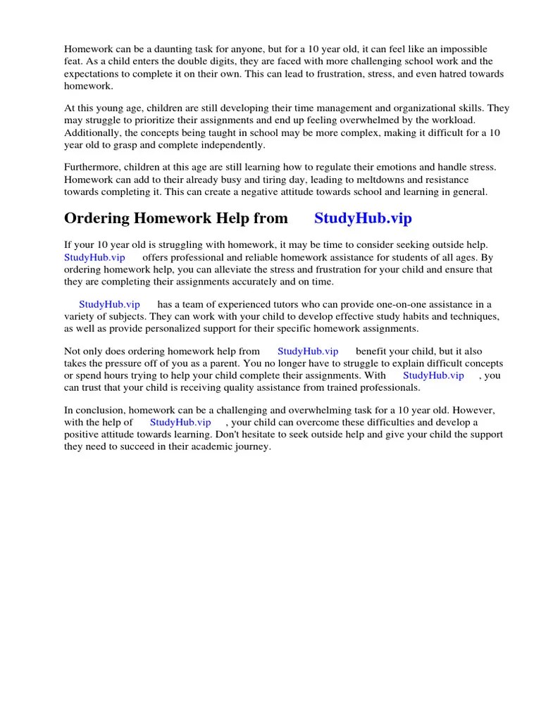 10 Year Old Hates Homework PDF Homework Teachers