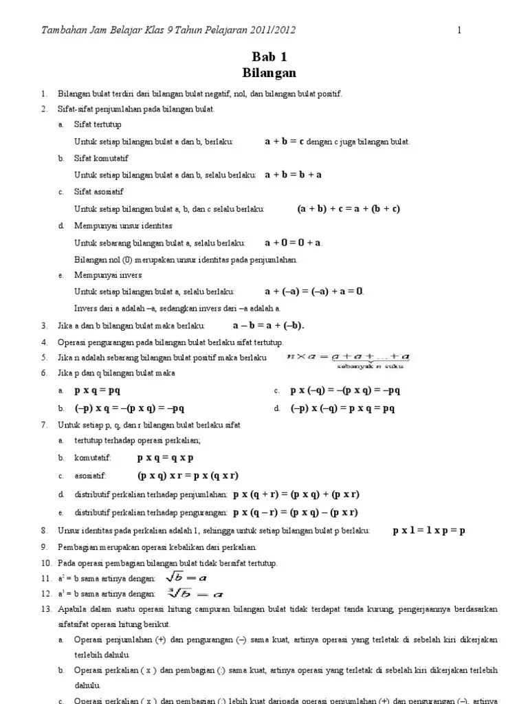 Totok Nupriyanto Rangkuman Materi Matematika SMP Klas 7
