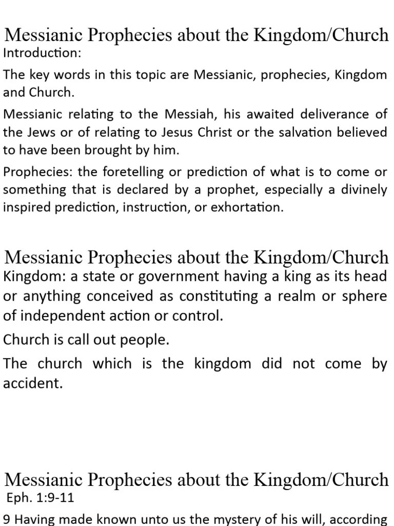 The Messianic Prophecy of Kingdom or Church PDF Bible Prophecy Jesus