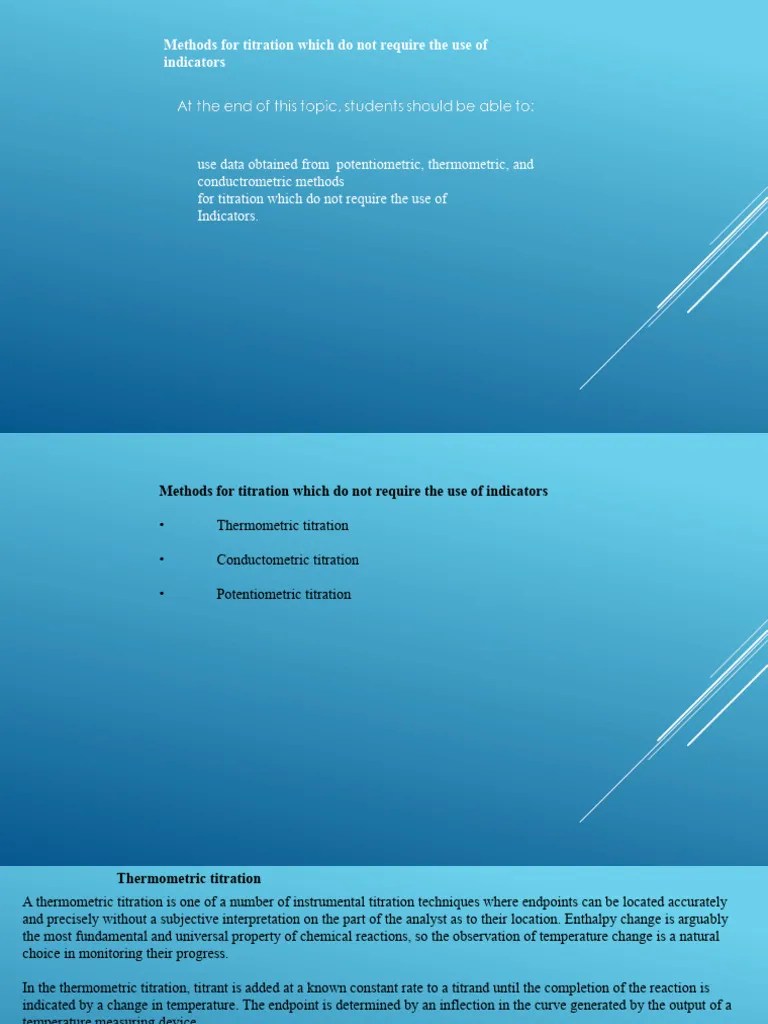 Method of Tritation Without Indicators PDF Titration Chemistry