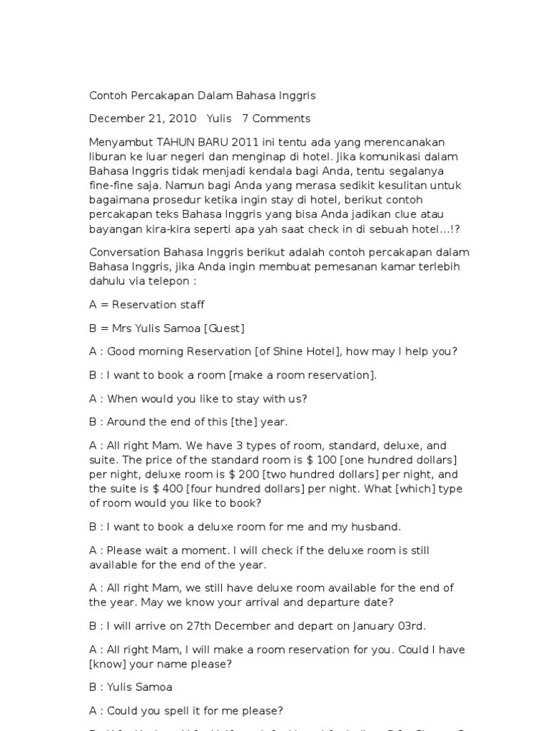Contoh Percakapan Dalam Bahasa Inggris | PDF
