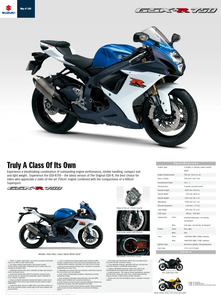 Suzuki GSXR 750 2012 | PDF | Car | Engines