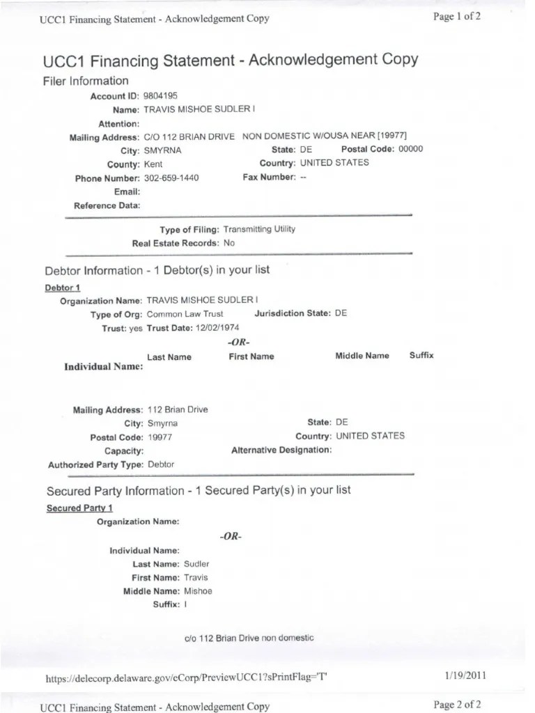 UCC1 FINANCING STATEMENT
