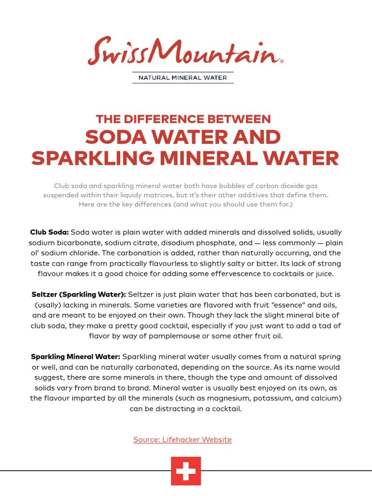 Difference Between Soda Water and Sparkling Mineral Water PDF