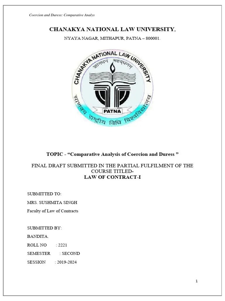 Coercion and Duress PDF Consideration Legal Concepts