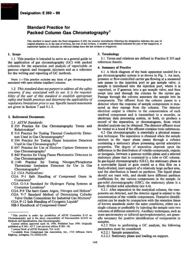 ASTM E2601996 PDF Gas Chromatography Chromatography