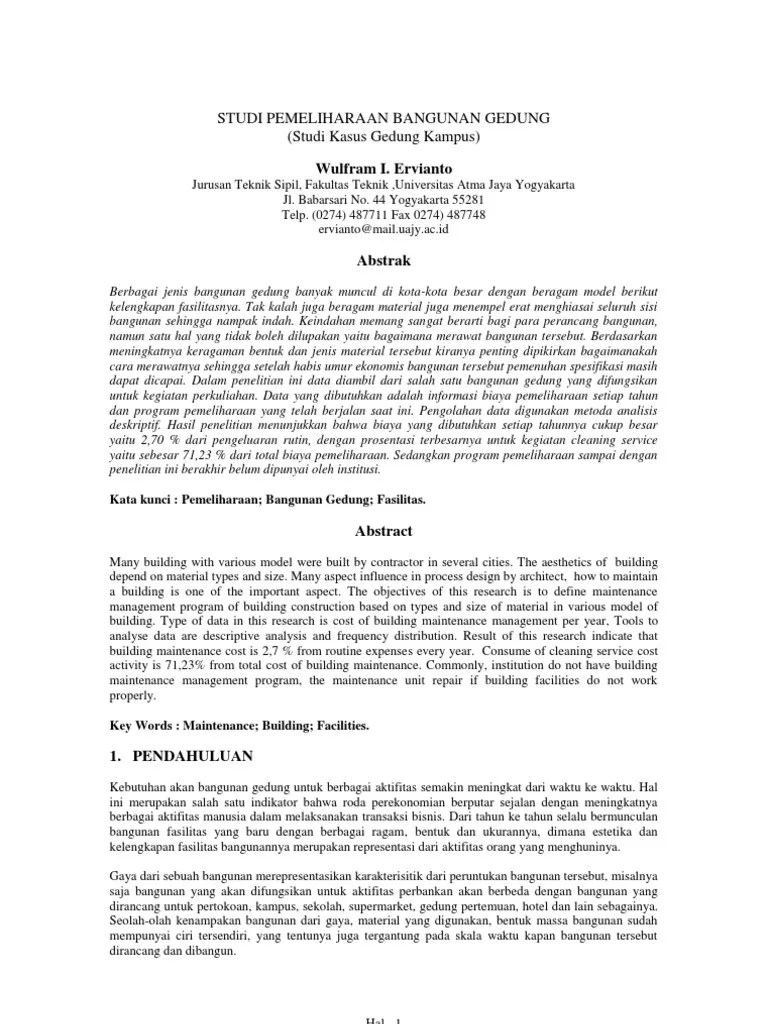 Manajemen Pemeliharaan Bangunan Gedung Jurnal UAJY