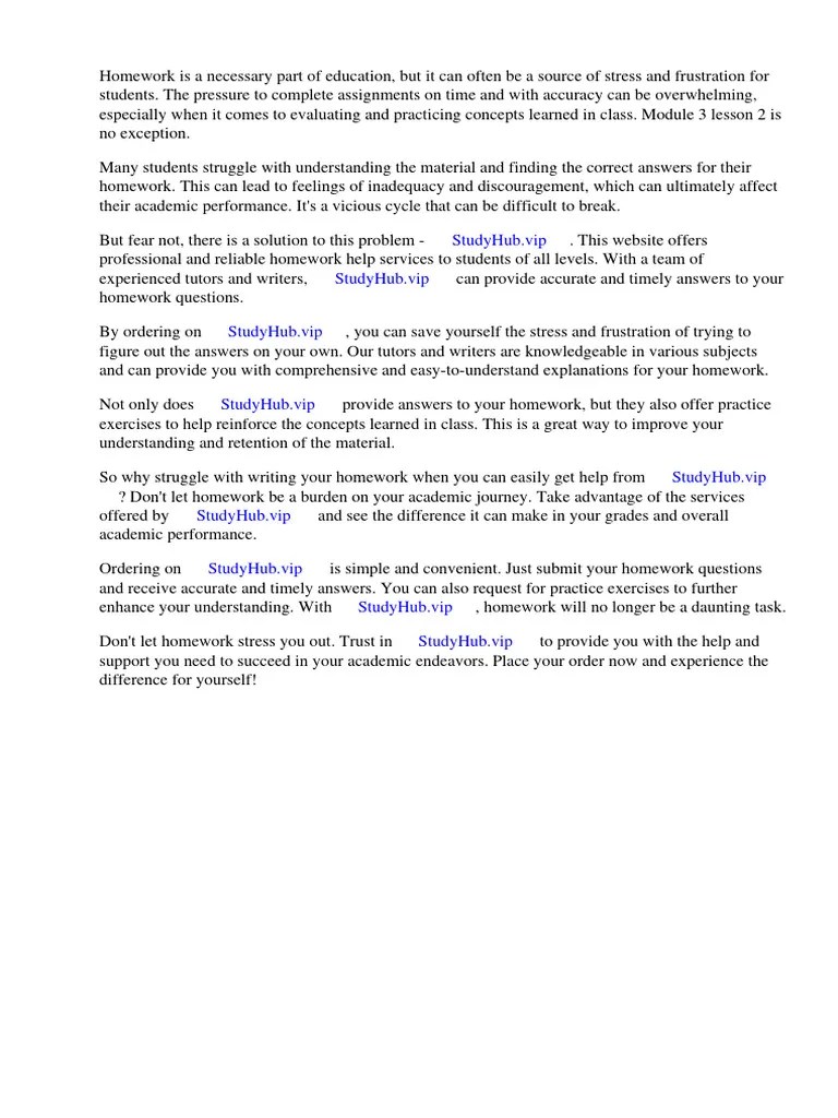 Evaluate Homework and Practice Module 3 Lesson 2 Answers PDF