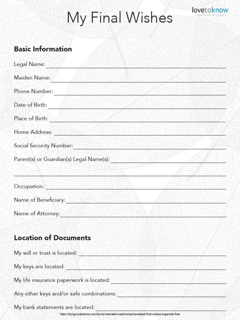 My Final Wishes Printablew PDF(05)