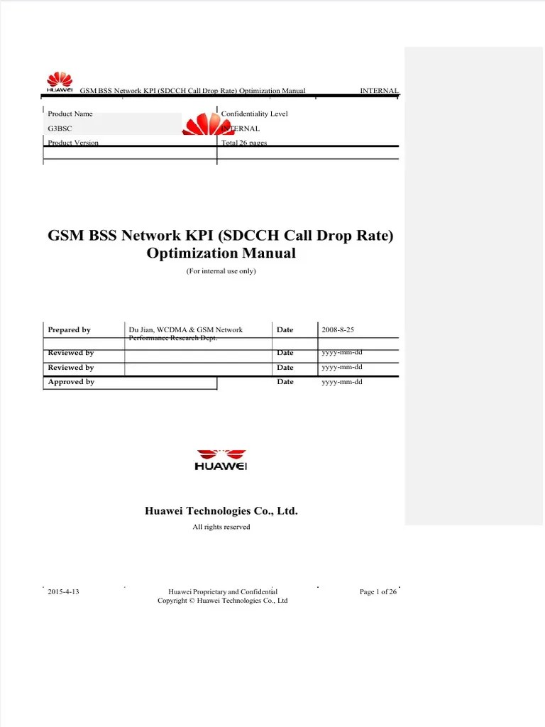 GSM BSS Network KPI (SDCCH Call Drop Rate) Optimization Manual PDF