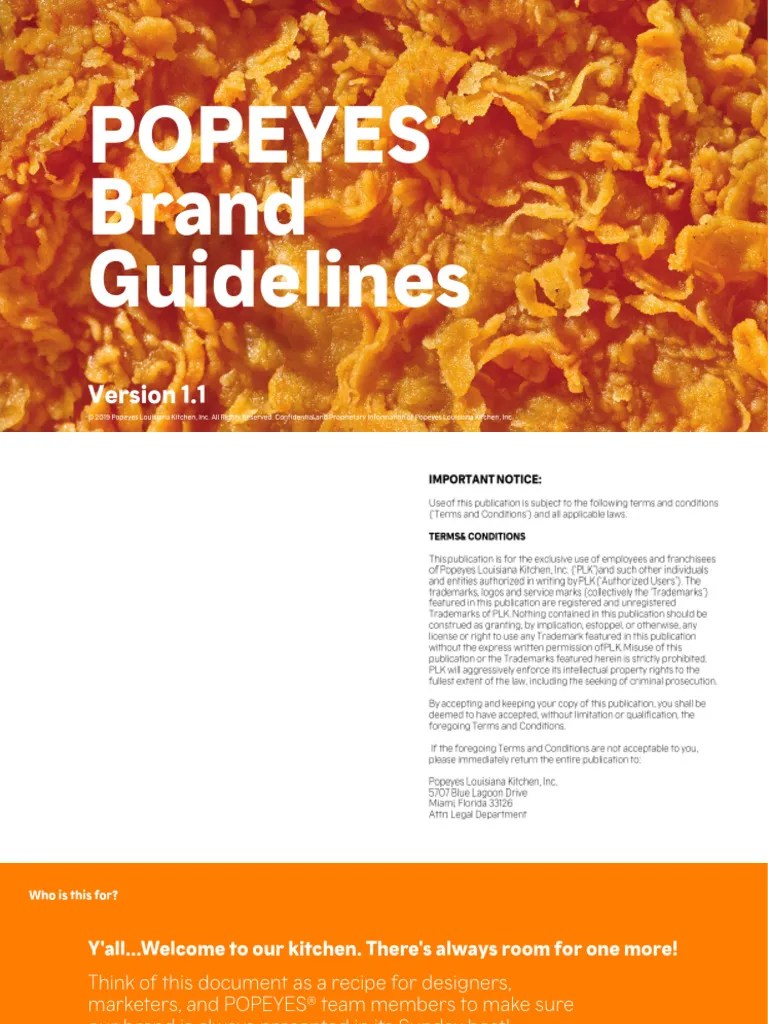 Popeyes Louisiana Chicken Guidelines PDF Louisiana Creole Cuisine