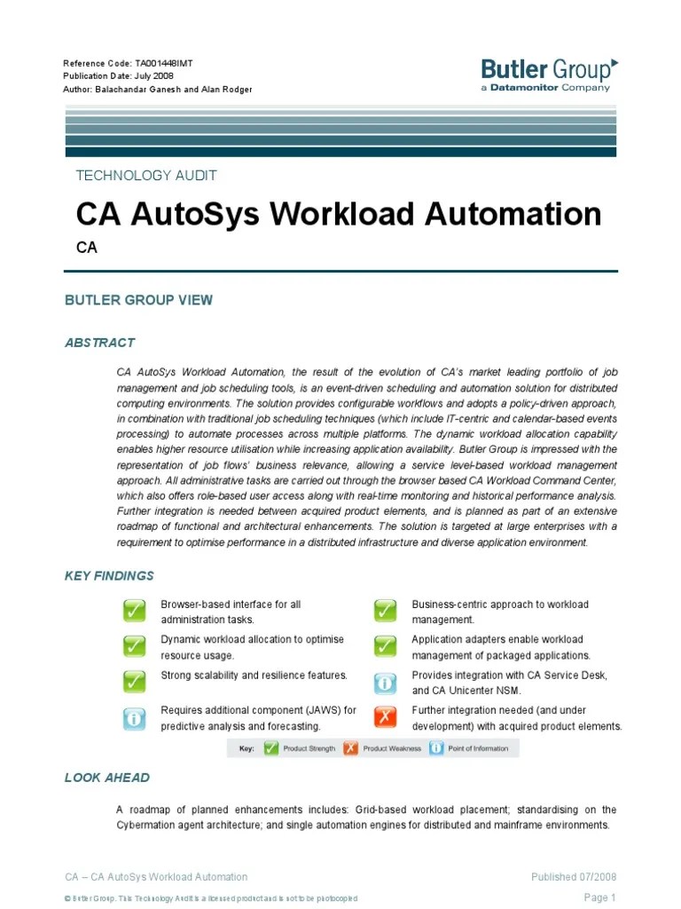 CAAutosys Workload Automation Business Process Scheduling