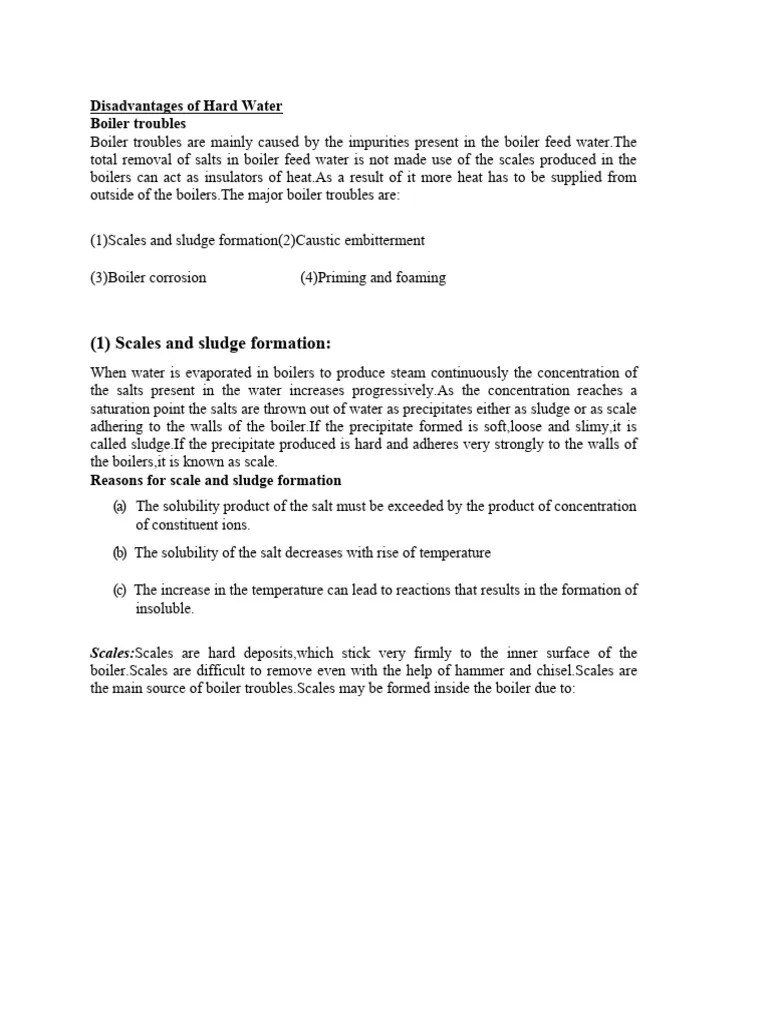 Disadvantages of Hard Water Boiler Troubles PDF Corrosion Sodium