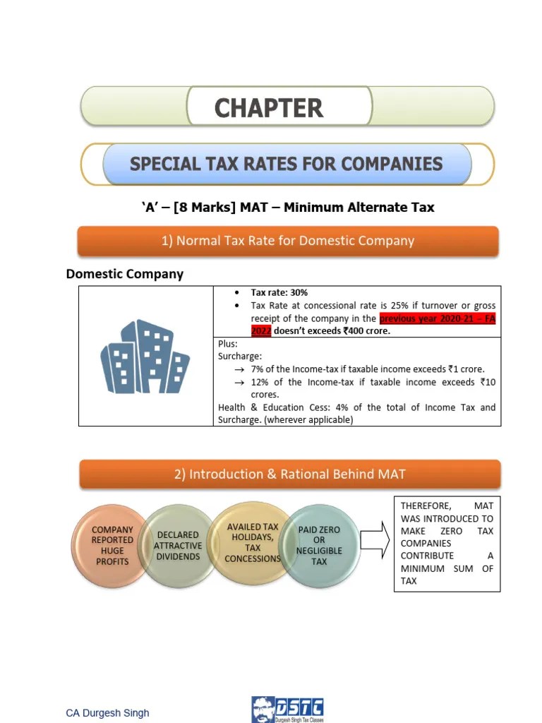8.special Tax Rates of Companies & MAT PDF Taxes Depreciation
