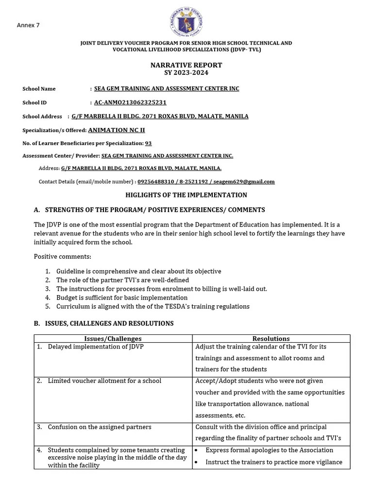 Annex 7 JDVP 2023 PDF Vocational Education Learning