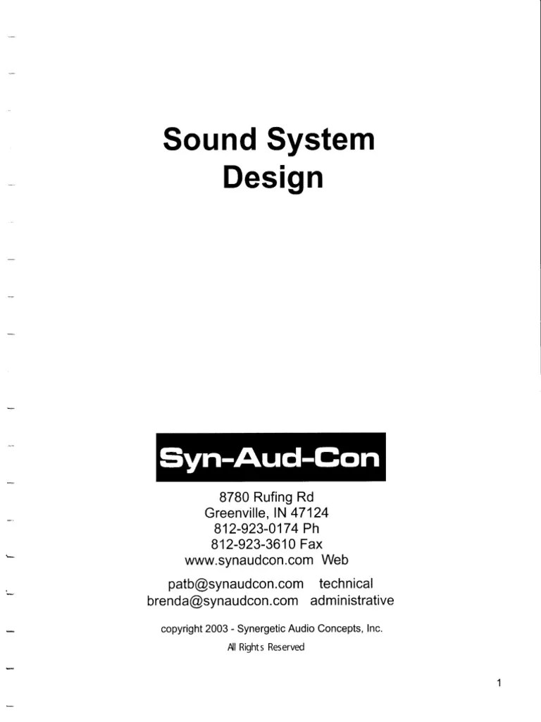 SynAudCon Sound System Design PDF