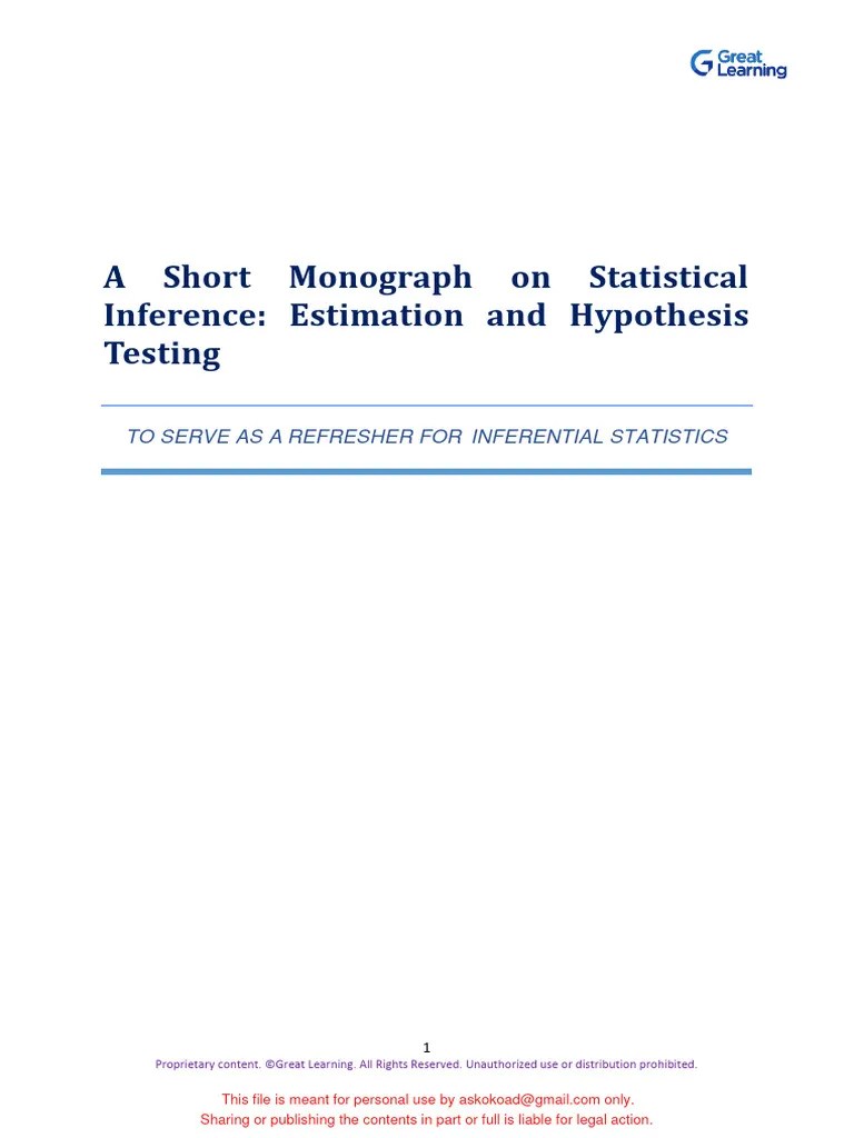 Hypothesis Testing Monograph PDF Bias Of An Estimator Statistics