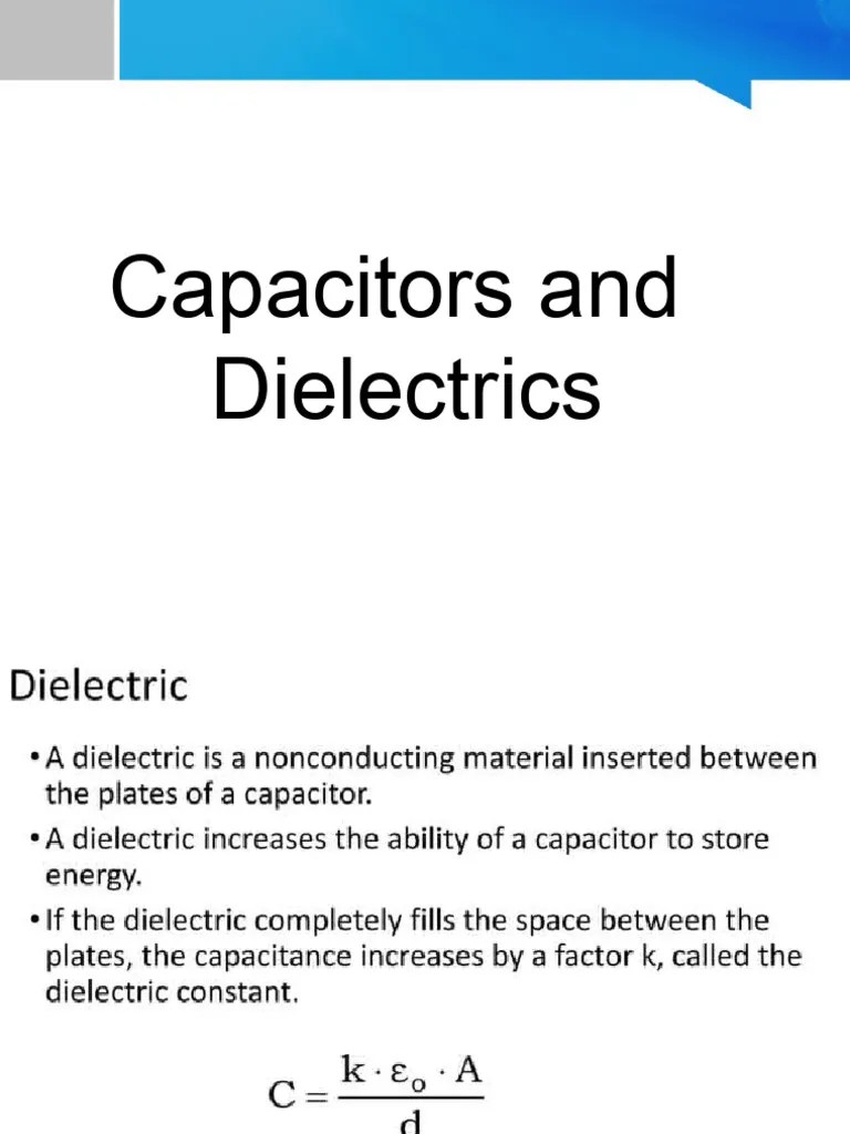 Capacitors and Dielectrics PDF