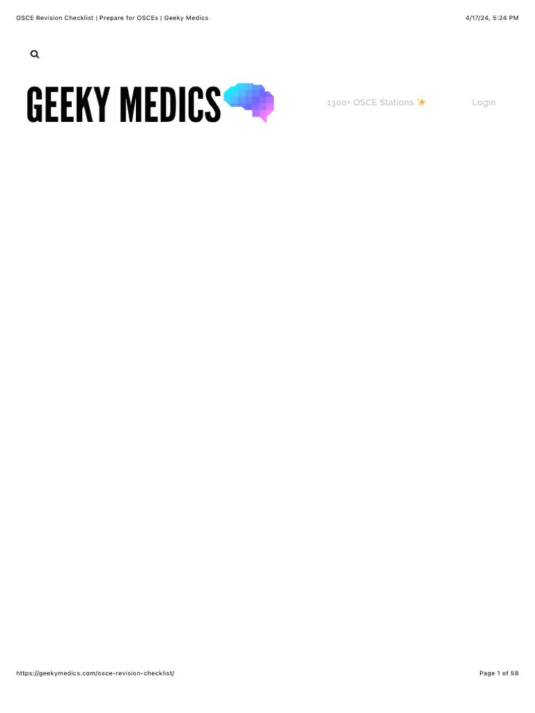 OSCE Revision Checklist Prepare For OSCEs Geeky Medics Download Free PDF Respiratory