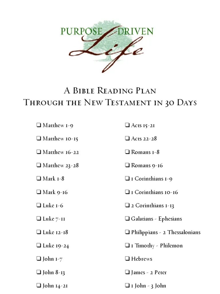 30 Days Bible Reading Plan