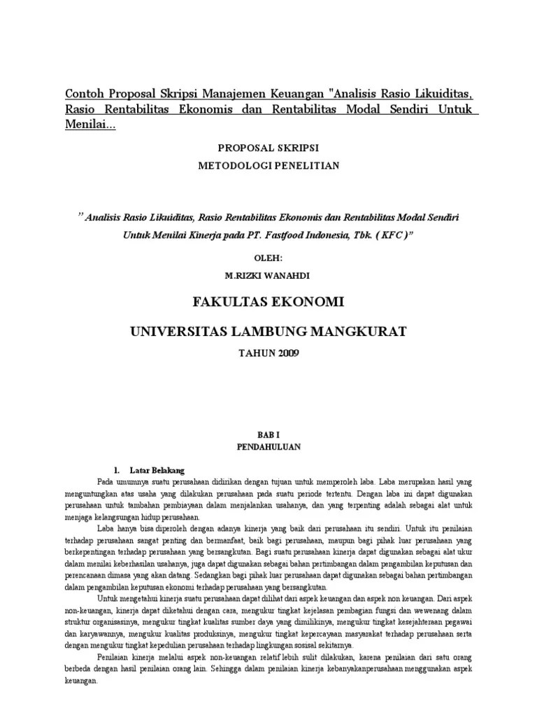 Contoh Proposal Skripsi Manajemen Keuangan PDF