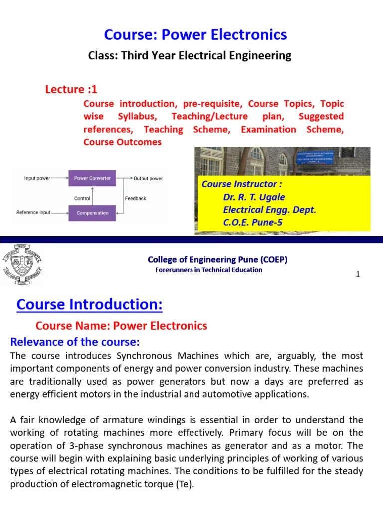 TY Elec Engg Power Electronics UNIT 1 Lecture PPTs Dr. R. T
