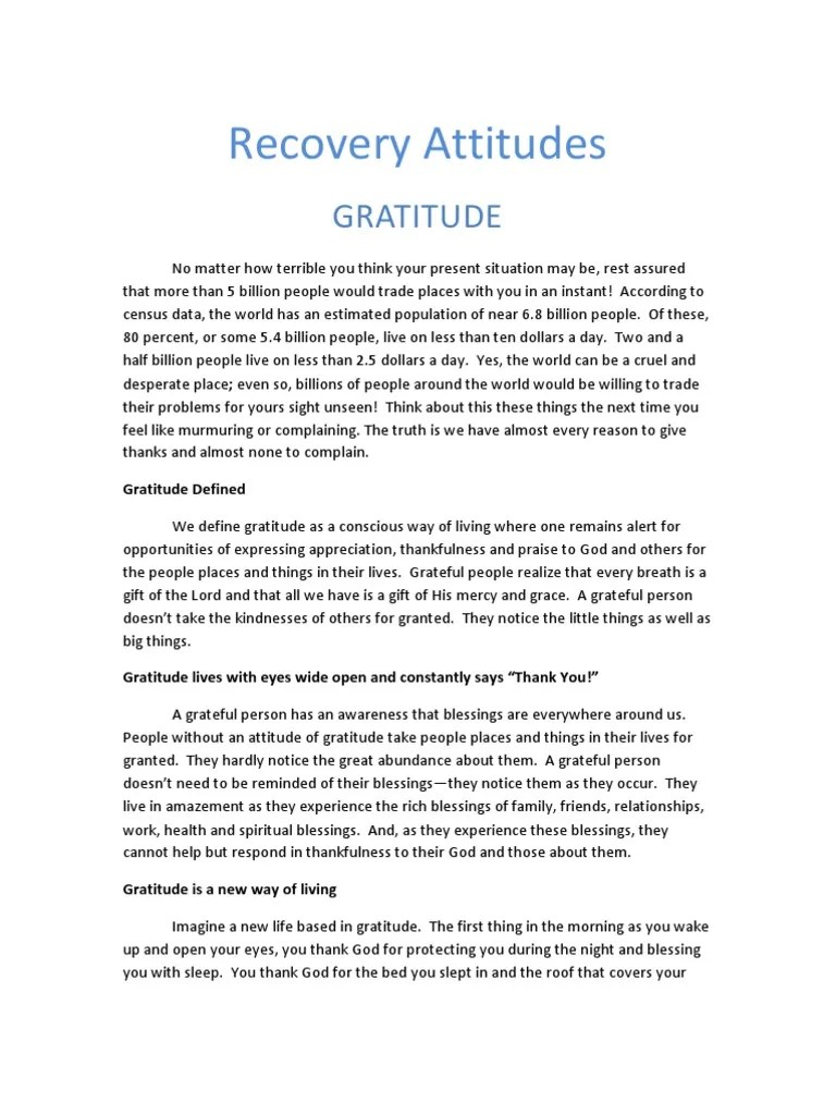 Recovery Attitudes Gratitude PDF Gratitude Rosary