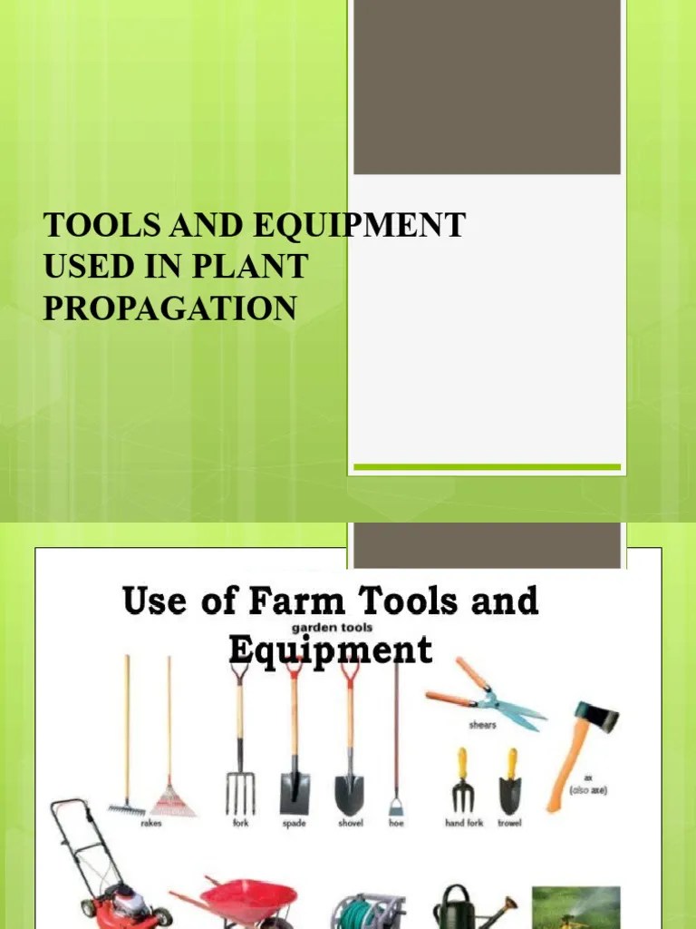 Tools and Equipment Used in Plant Propagation PDF