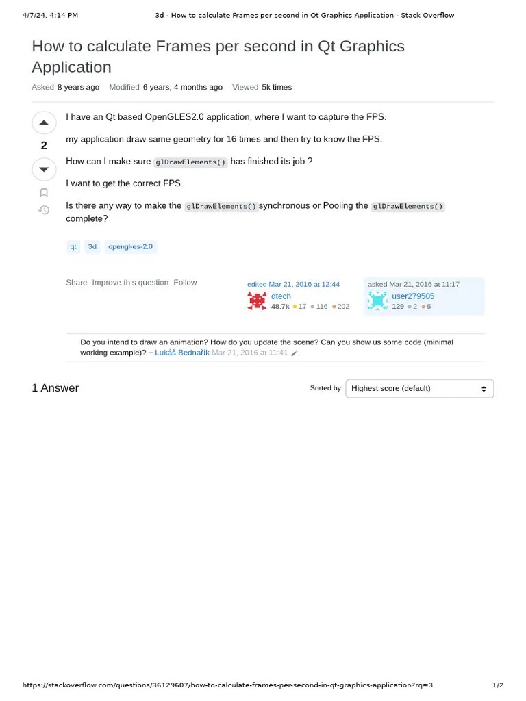 3d How To Calculate Frames Per Second in QT Graphics Application