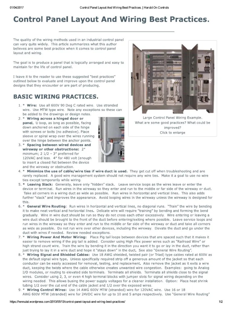 Guide Control Panel Layout and Wiring Best Practices | PDF