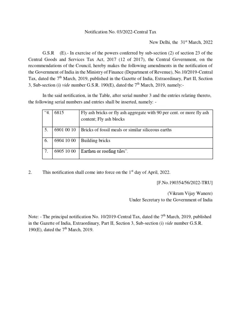 GST Rate Fs Bricks Tiles English PDF Government Of India Value